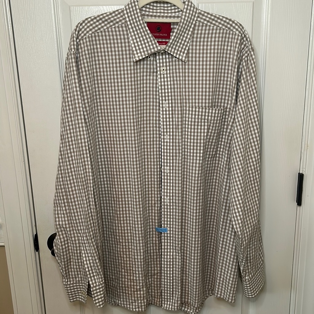 Southern Proper Long-Sleeve Gingham Check Shirt (XL)